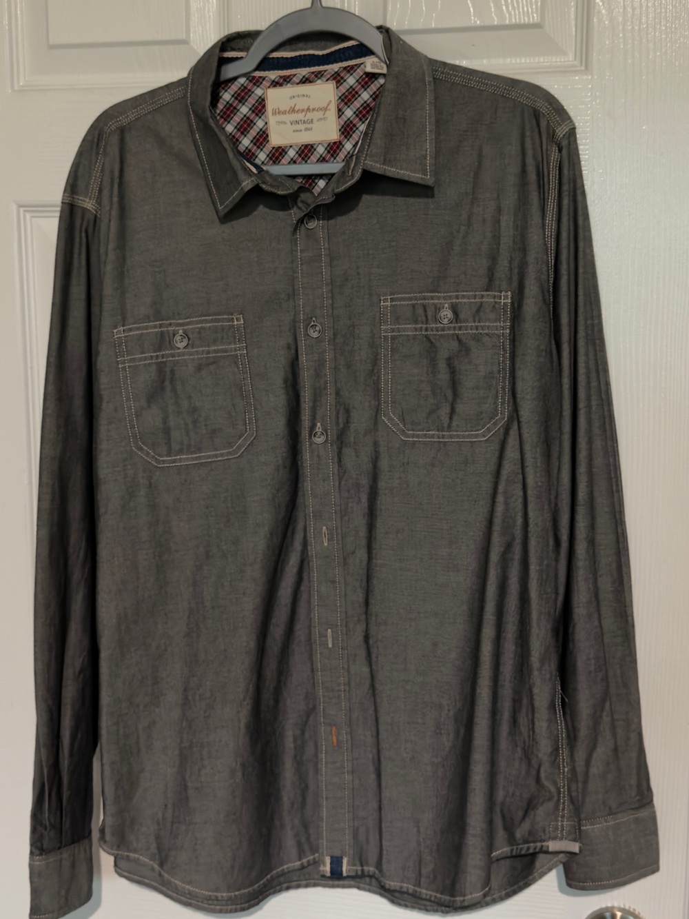 Weatherproof Men's Grey Long-Sleeve Button-Down Shirt